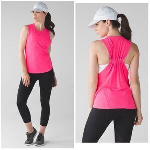 Lululemon In A Cinch Heathered Neon Pink Tank Size 4